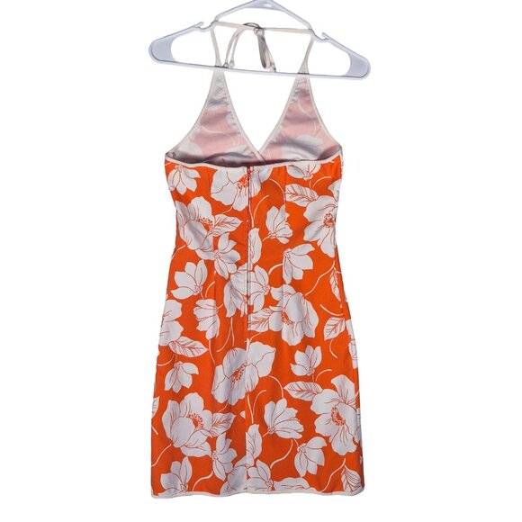 VTG 90's City Triangles Orange Floral Halter Dress Y2K Juniors size 3 - Picture 2 of 3